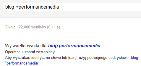 Podpowiedź Google dla operatora + Podpowiedź Google dla operatora +