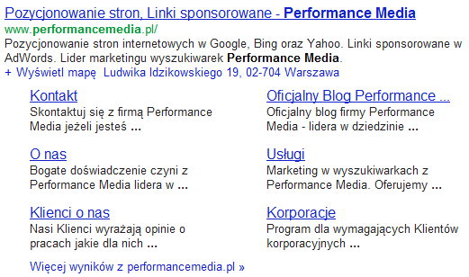 Linki witryny w wynikach wyszukiwania Linki witryny w wynikach wyszukiwania