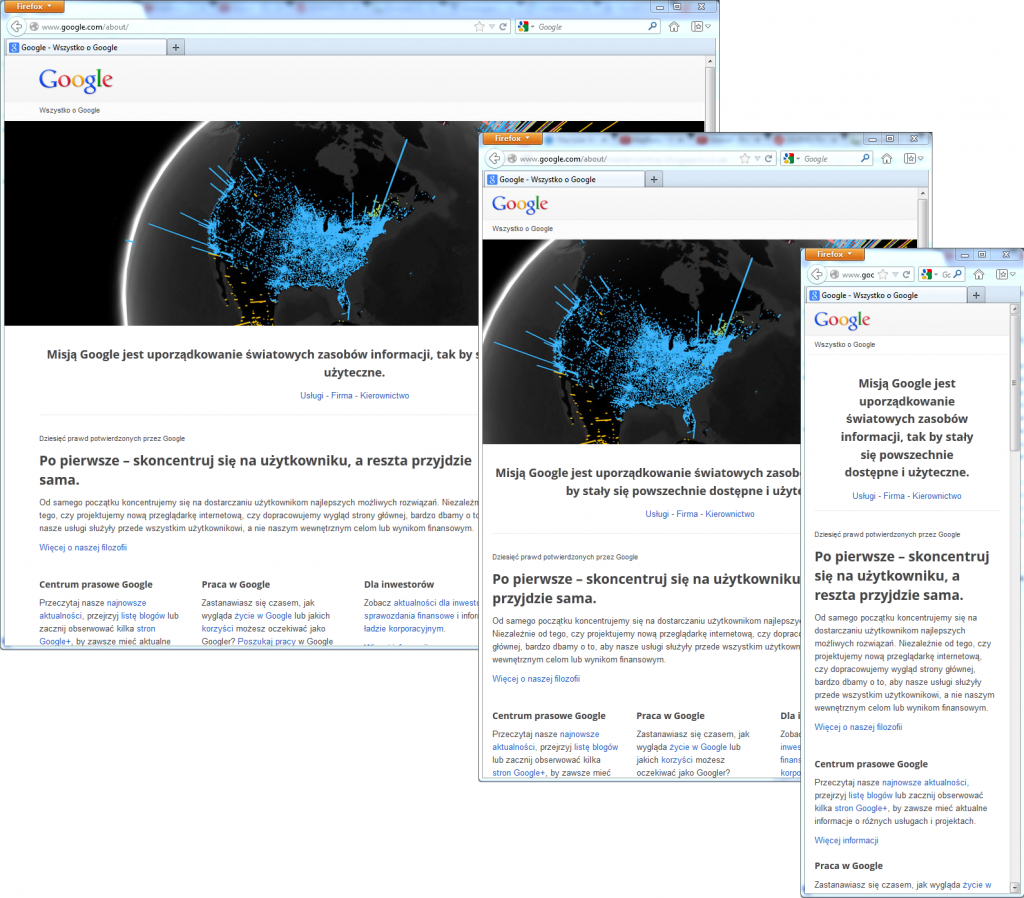 Responsive Web Design - strona About Google