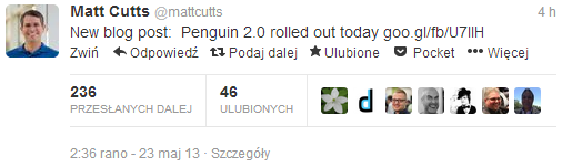 Matt Cutts informuje o aktualizacji Pingwin 2.0