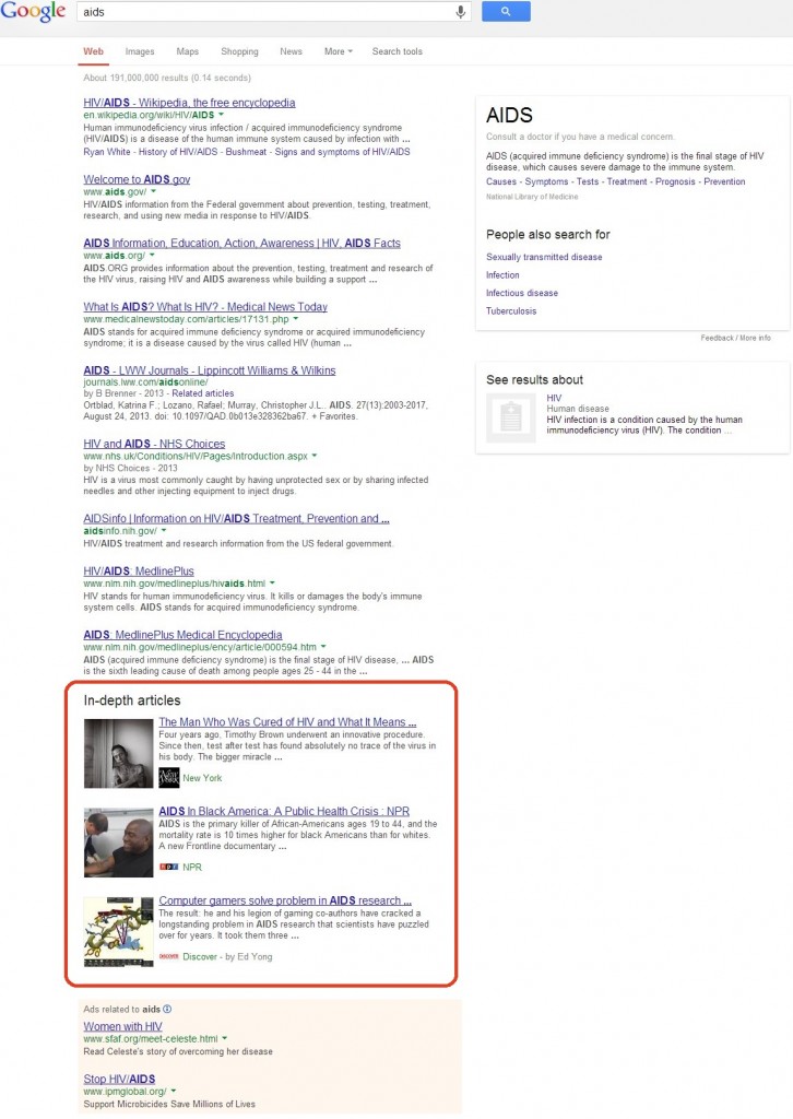 "In-depth articles" w wynikach wyszukiwania