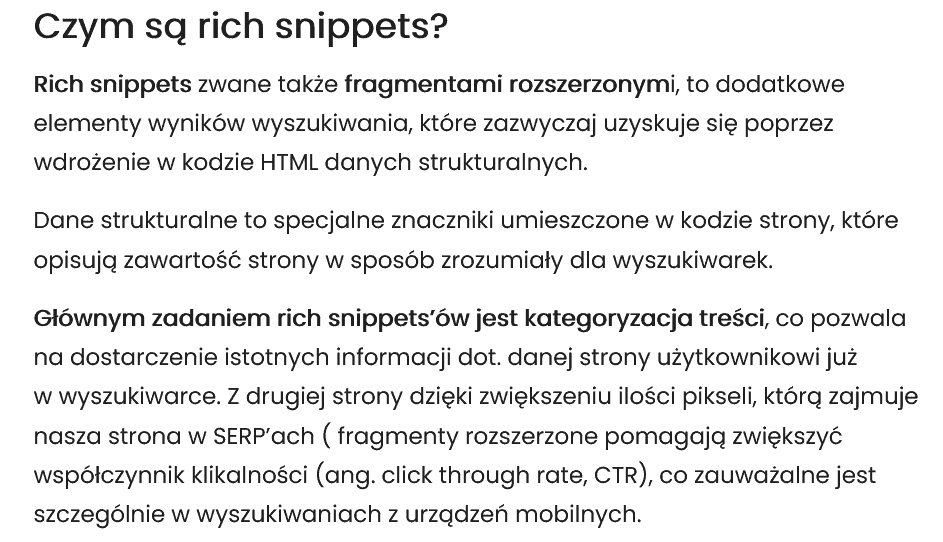 Nagłówki na stronie wskazują na to o czym jest tekst
