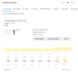 Komenda zaawansowanego wyszukiwania weather