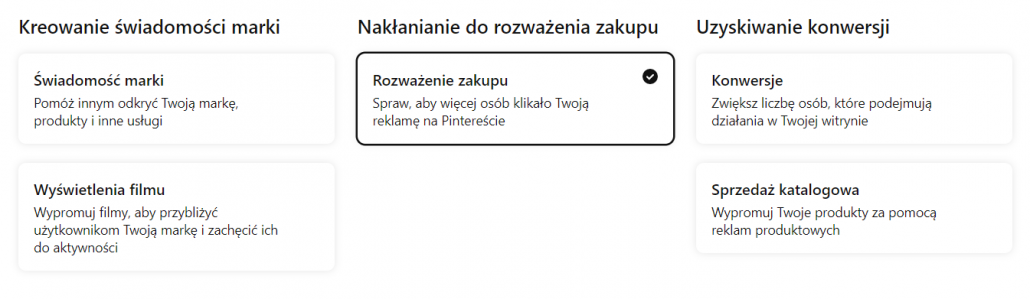 Jak Pinterest pomaga zwiększyć wyniki na całej ścieżce zakupowej klienta? Kreowanie świadomości marki, nakłanianie do rozważenia zakupu, uzyskiwanie konwersji - infografika.